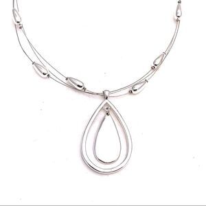 silver teardrop necklace beaded